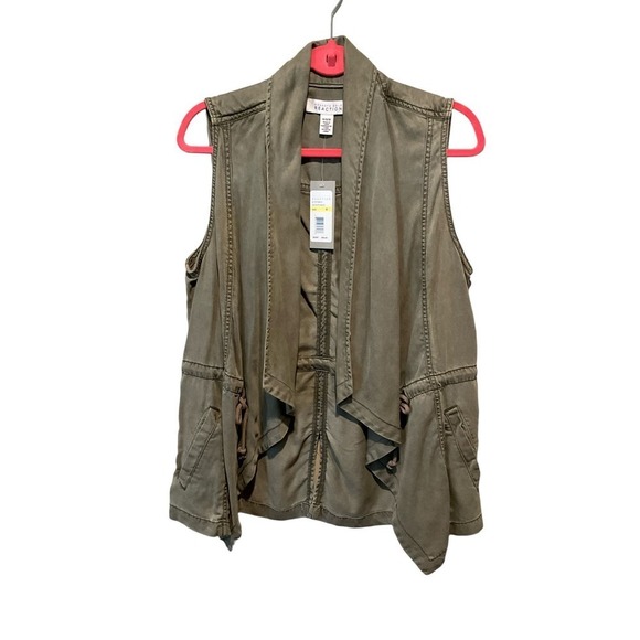 Kenneth Cole Utility Vest Women's Size M Green Sleeveless Open Front 100% Tencel - Picture 1 of 5